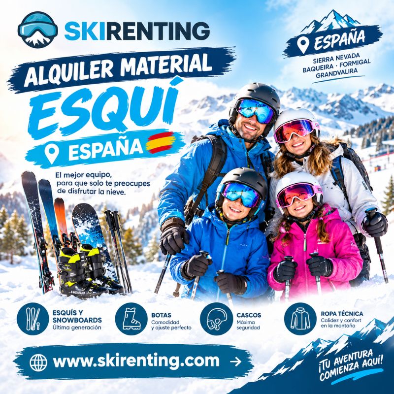 Equipo profesional y alquiler material esquí España al mejor precio